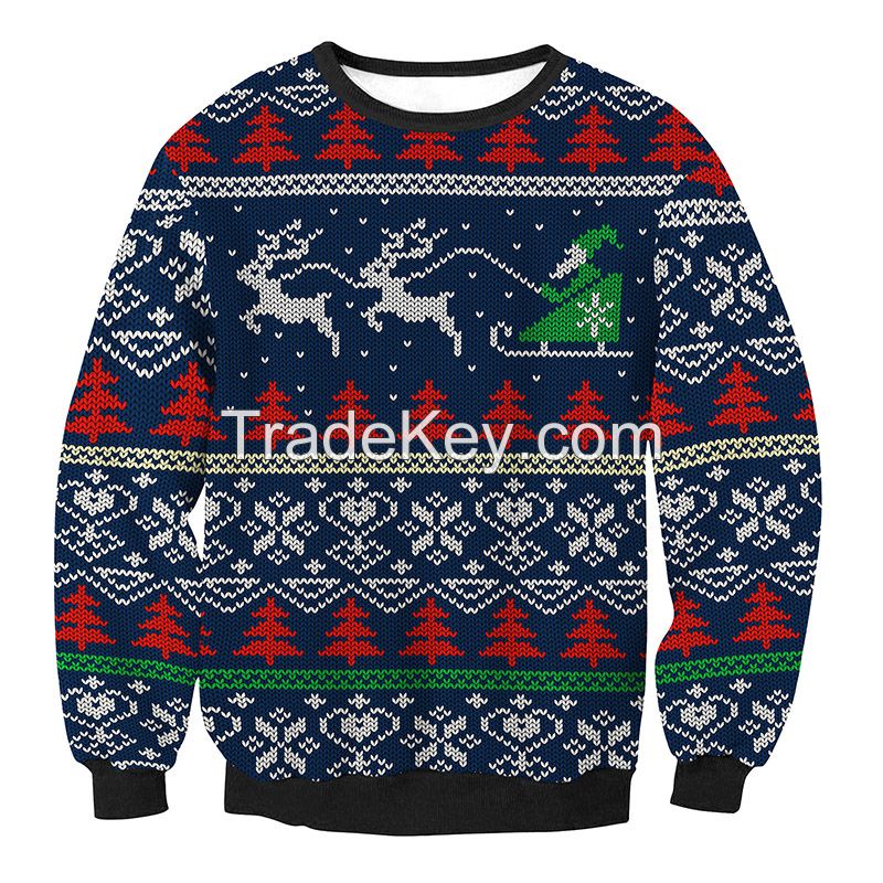 Wholesale Custom 2021 New Christmas jumper Unisex plus size men&apos;s hoodies & sweatshirts Crew ne