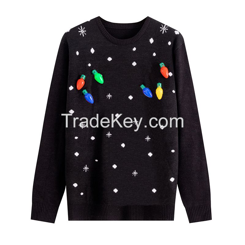 Fall and winter New Led light Design Christmas sweater Plus size Men Knitted sweater pullover Ugly C