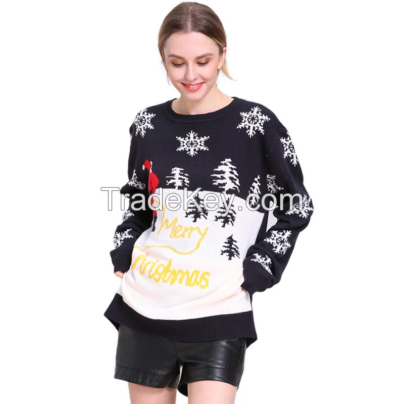 Christmas Holiday sweater Custom Knitted Pullover Winter wear Casual women&apos;s sweater Jacquard d