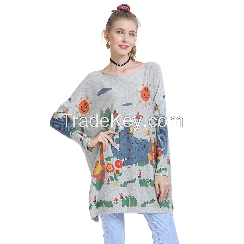 Custom autumn and winter female Knit pullover loose casual batwing cover hip dress Plus size Woman&a