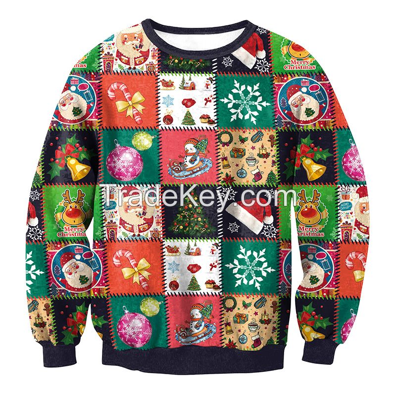 Customize Ugly Christmas sweater Hip Hop Hoodie Long Sleeve Hooded Printing Sweatshirts for Men Cart
