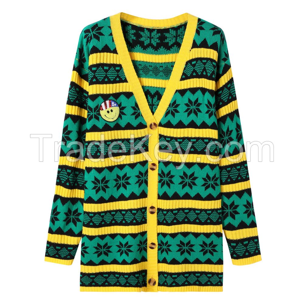 New 2021 Fall winter Jacquard Oversized knitted sweater Dress Custom Ladies Designer Plus size Women