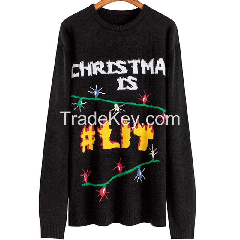 Custom Unisex Knitted jumper Funny Jacquard Desgin winter pullover Ugly Christmas sweater Men Plus s