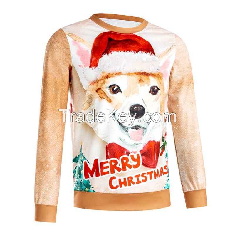 Wholesale fall 2021 women clothes long sleeved T-shirt custom Ugly Christmas pullover jacket sweater