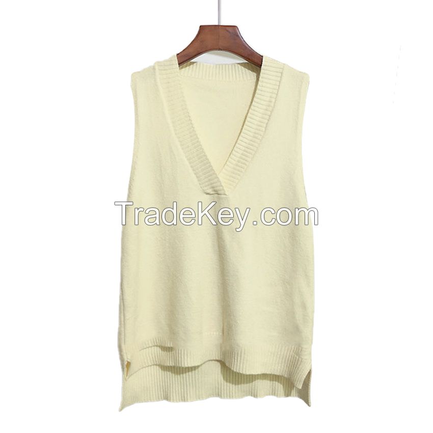 Wholesale Fall Sleeveless sweater O-neck Men and Women Clothing Casual OEM Knitted jumper women&apos