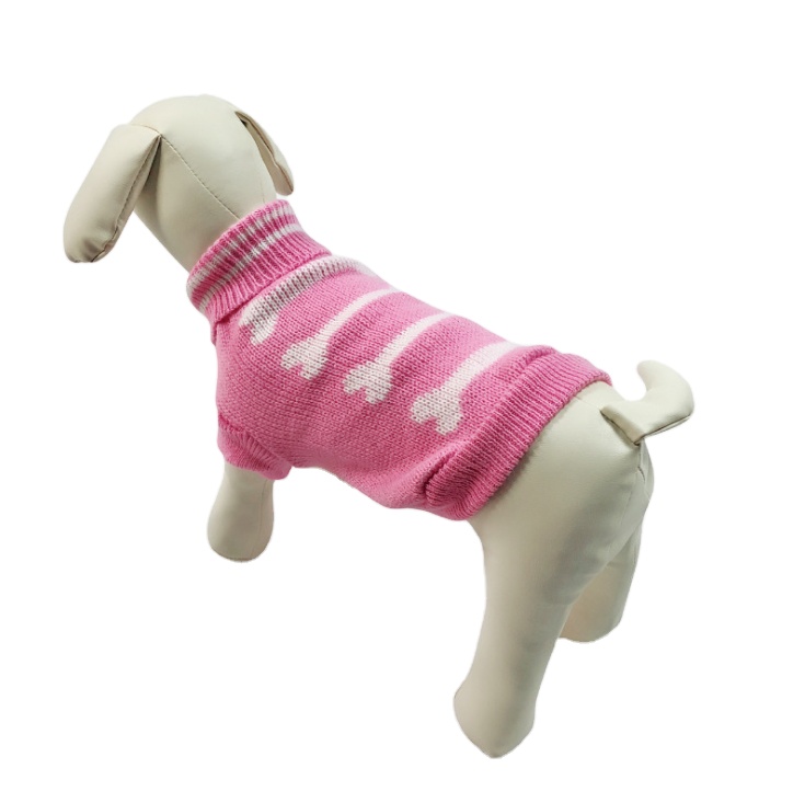 Factory wholesale autumn winter cashmere Pink cute bone jacquard dog cat knitting pet soft sweater p
