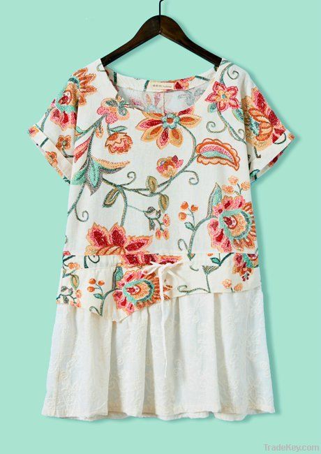 Women Floral Print Short-Sleeve T Shirts Ladies Tops