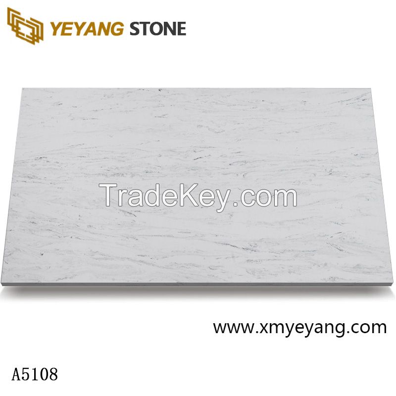 Artificial Calacatta Quartz Slab White with Grey Veins A5108