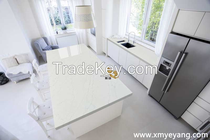 Artificial Marble White Quartz Slabs NT1144 for Countertops and Indoor Floor Tiles