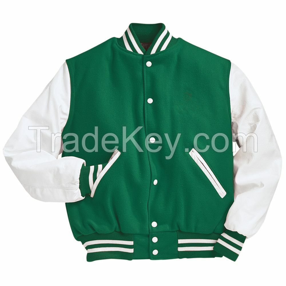 Letterman Leather Sleeve Wool Body Varsity Jacket Satin Varsity Jackets