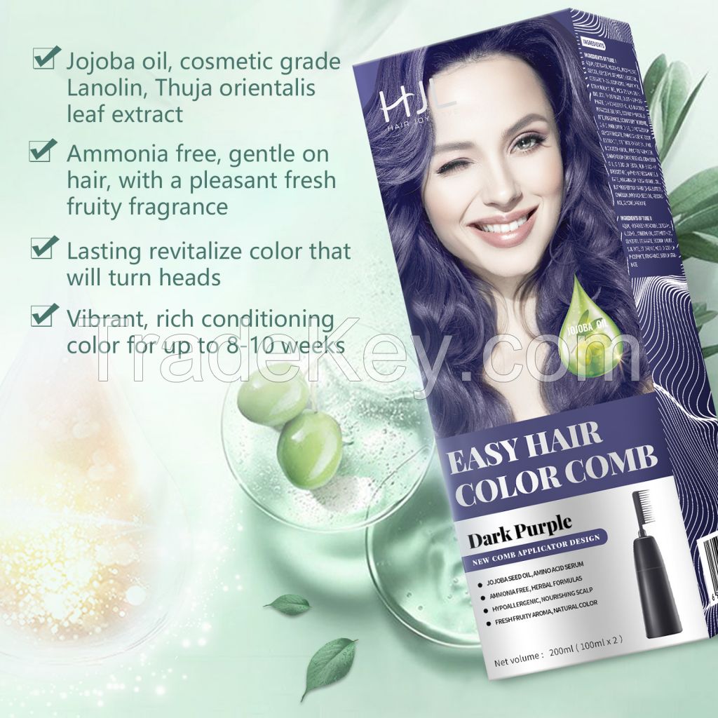 Hair color cream, easy hair color comb for men and women with herbs ingredients, 14 colors