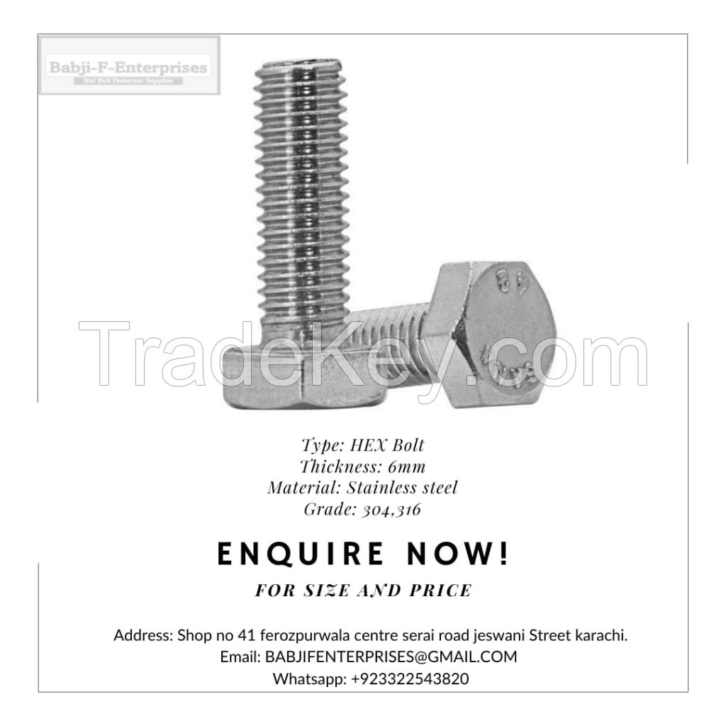 Stainless Steel Hex Bolt 6mm