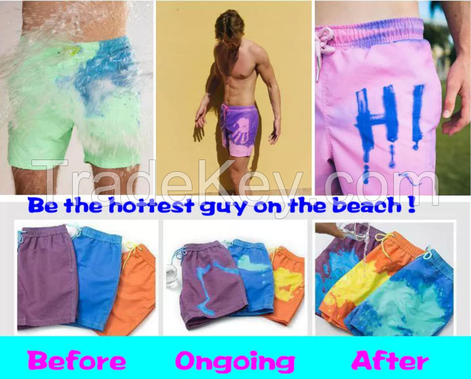 Best sale thermo-color heat discoloration fabric for beach shorts In Water Functional