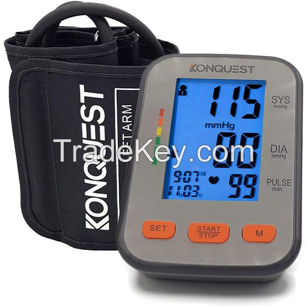 Konquest KBP-2704A Automatic Upper Arm Blood Pressure Monitor - Accurate, FDA Approved - Adjustable Cuff, Large Backlit Display - Irregular Heartbeat & Hypertension Detector - Tensiometer Digital