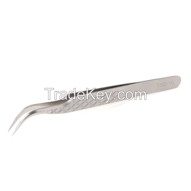 Silver Eyelash Tweezers Stainless Steel Tweezers S Shape