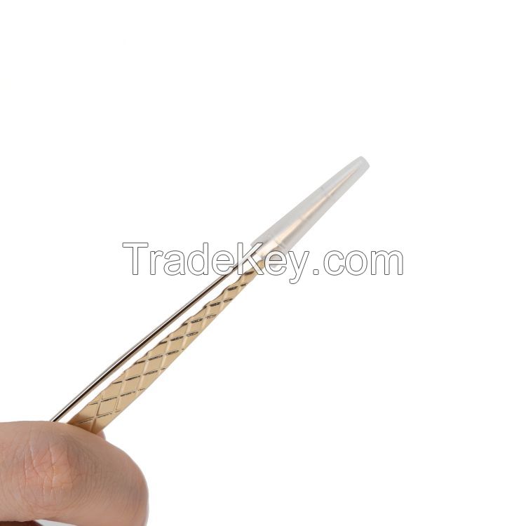 Eyelash Tweezers Stainless Steel Gold Tweezers Straight Tip