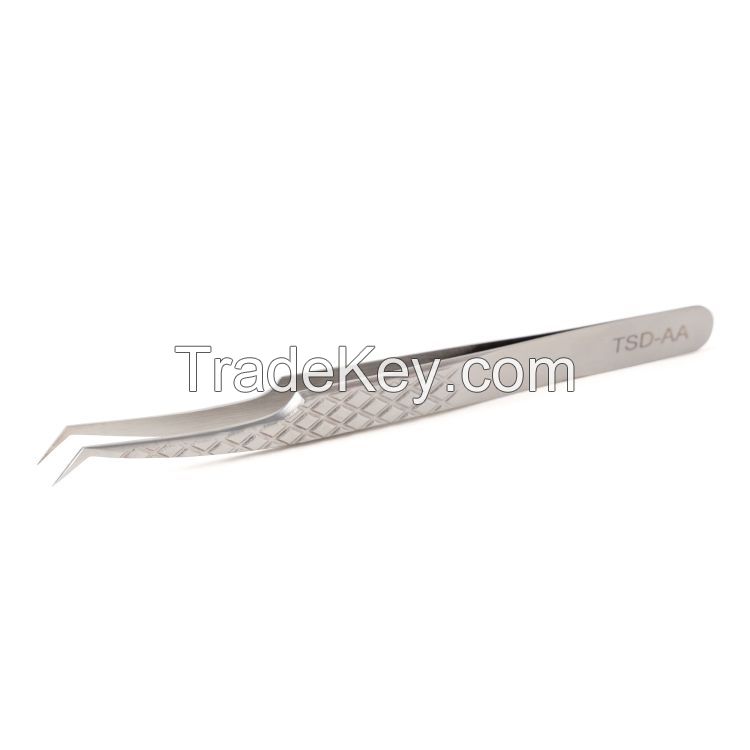 Eyelash Tweezers L Shape Silver Stainless Steel Tweezers