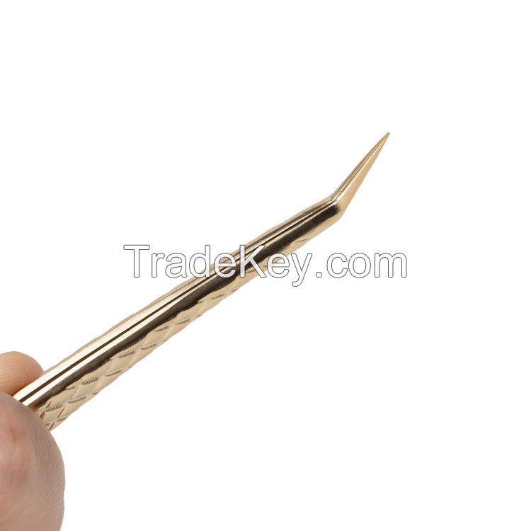 Gold Eyelash Tweezers Stainless Steel Tweezers L Shape