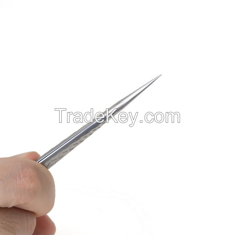 Eyelash Tweezers Stainless Steel Straight Tip Silver Tweezers