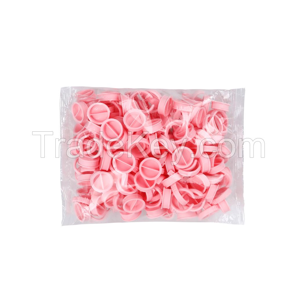 Plastic Lash Glue Rings 100pcs Separated Design Pink Rings