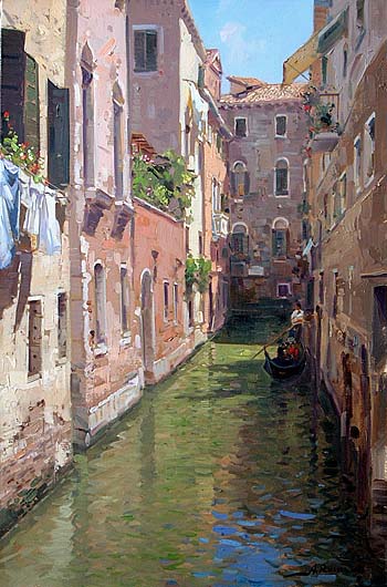 Canal in Venice cityscape oil paintings from italian art