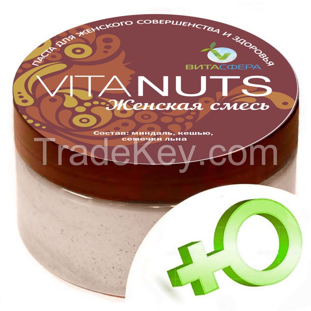 Nut and seed paste VitaNUTS, FEMALE from flax, cashew and almonds for functional nutrition