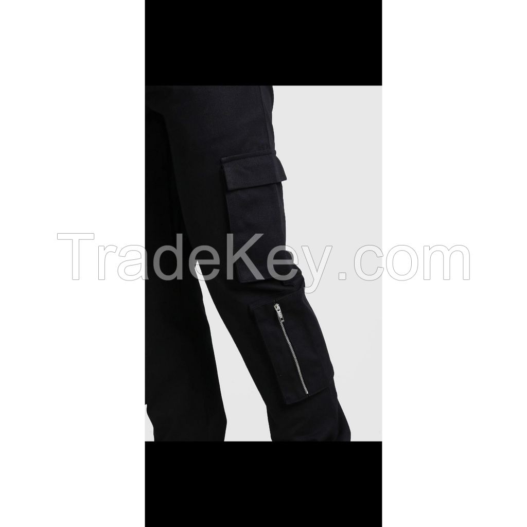Men's Black Color Multiple Pockets With 2 Zips Cargo Pants
