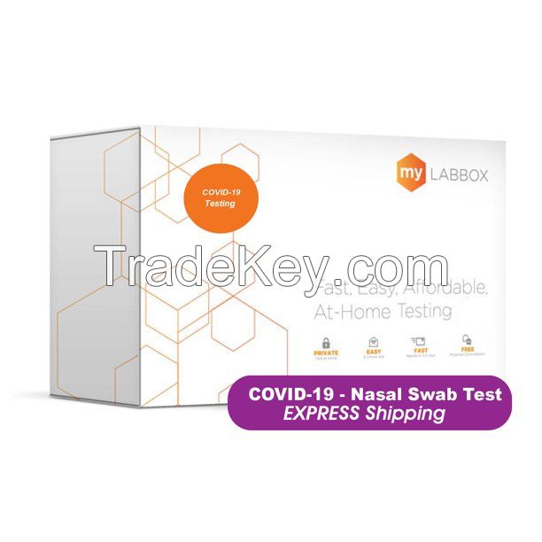COVID-19 + Flu At-Home Test Kit, Nasal Swab Sample, EXPRESS Shipping, by myLAB Box
