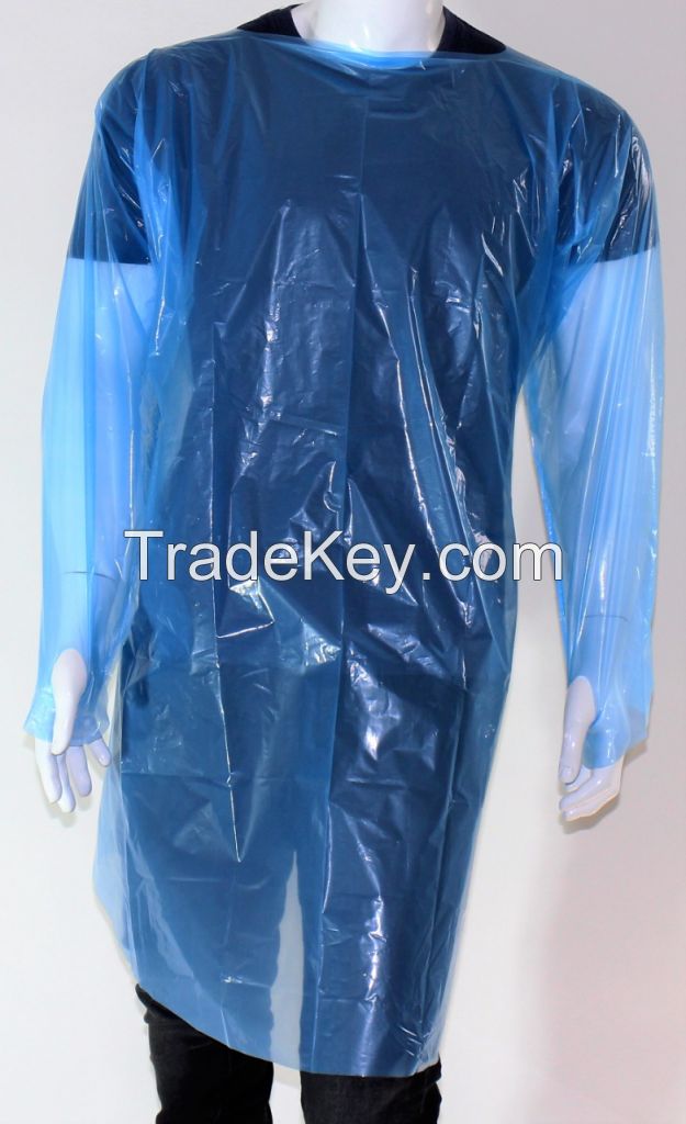LDPE / PE polyethylene Dispoable Gown thumbhole