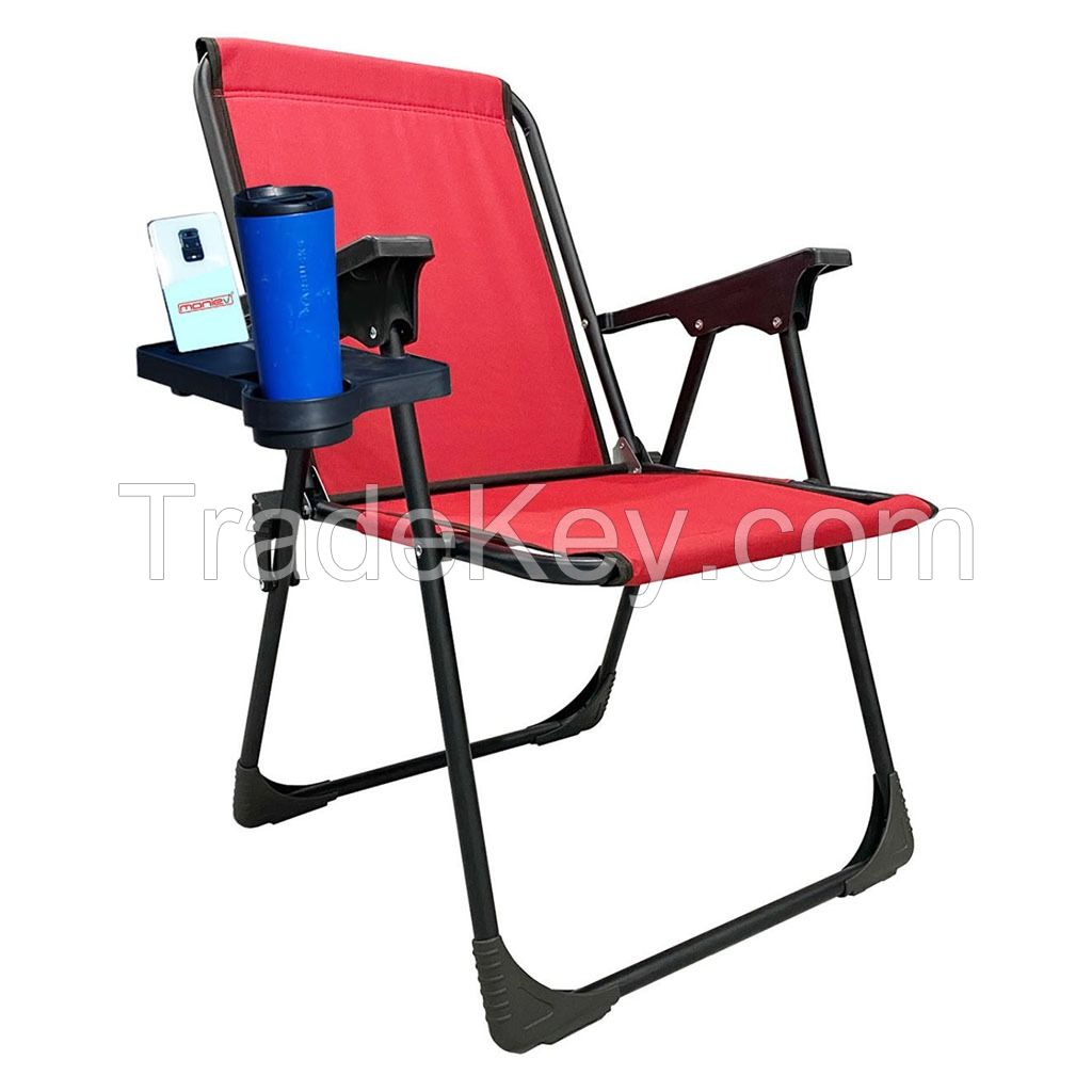 Camping and Beach Chair with Cup Holder Red