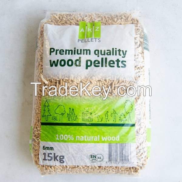 6mm DIN+ plus & ENplus A1/A2 Wood Pellets In 15kg bags