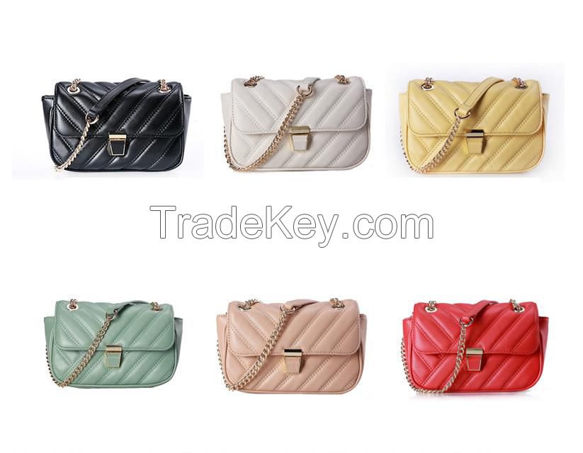 Wholesale Pu Leather Hand Bag Striped Pattern Shoulder Bags Ladies Purses For Women