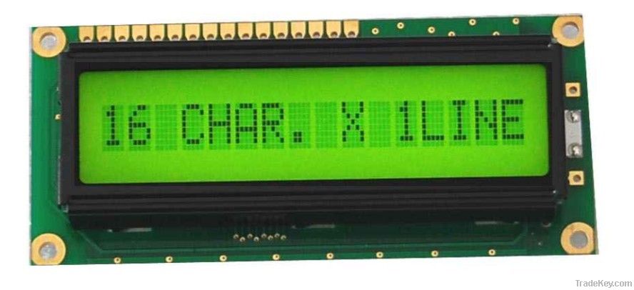 ECM1601A STN Yellow Green 16 x 1 Character LCD Module with LED Backlig
