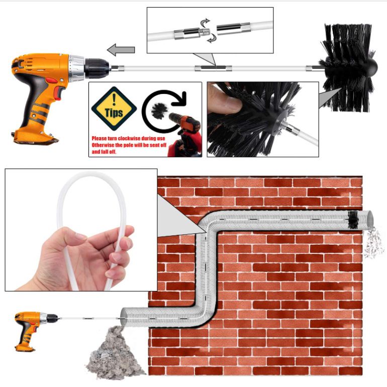 Amazon selling Electrical Drill Drive Chimney Dryer Vent Cleaning Brush