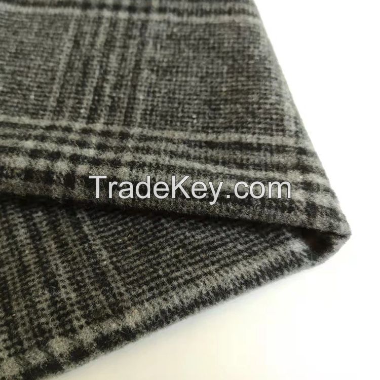 Fashion Harris Check Plaid Melton Wool Fabric Yarn Dyed 640gsm For Garment