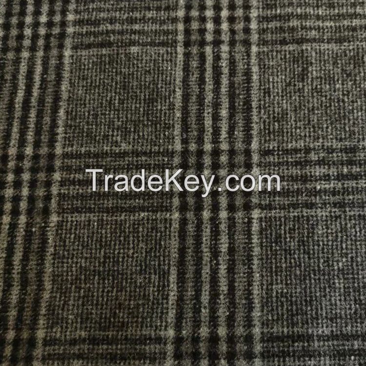 Fashion Harris Check Plaid Melton Wool Fabric Yarn Dyed 640gsm For Garment