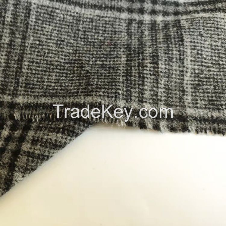 Fashion Harris Check Plaid Melton Wool Fabric Yarn Dyed 640gsm For Garment