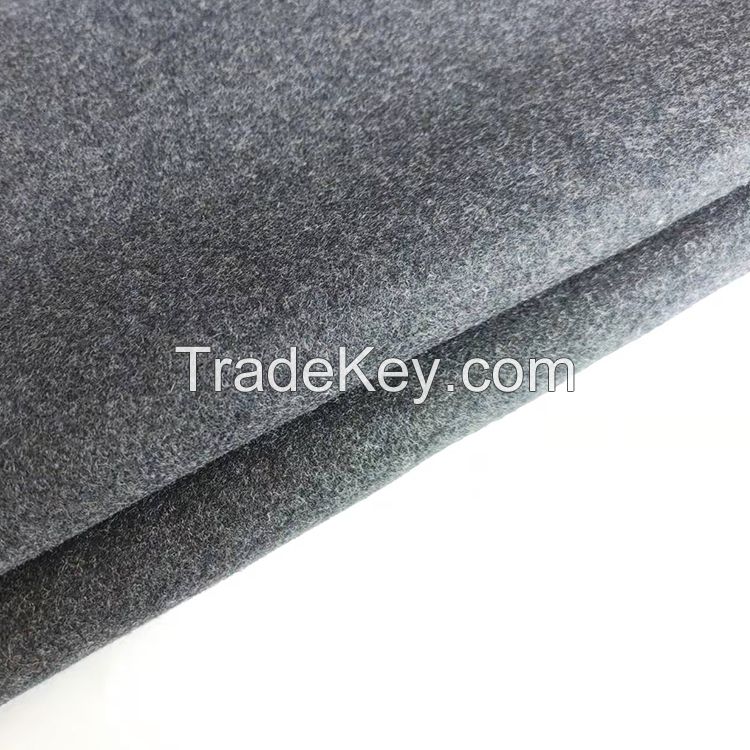 50%light grey melton wool fabric boiled blinket jersey blend cashmere suiting
