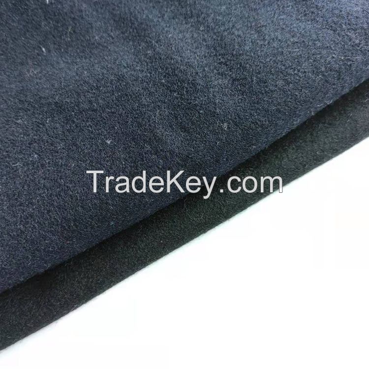 Tweed blend alpaca woolen Black 60%wool 40%oth Melton wool fabric 590-600G/M