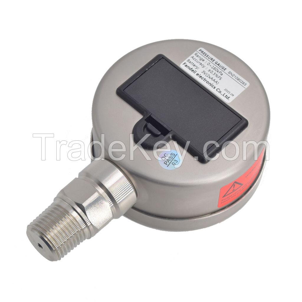 Fandesensor Digital Pressure Gauges LCD Display Oil Pressure Hydraulic Pressure Meter Stainless Steel Temp Backlight