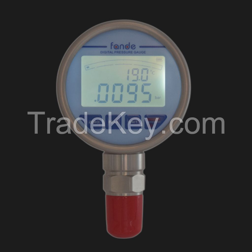 Fandesensor Digital Pressure Gauges LCD Display Oil Pressure Hydraulic Pressure Meter Stainless Steel Temp Backlight