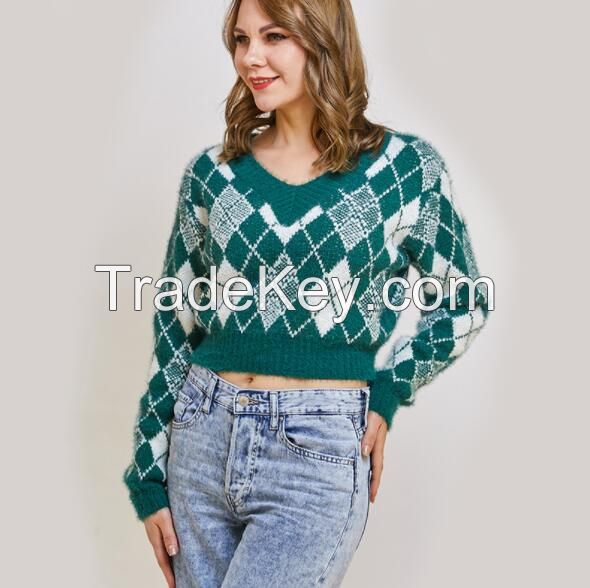 ZXX-21036 Ladies Sweater Pullovers Crop Top