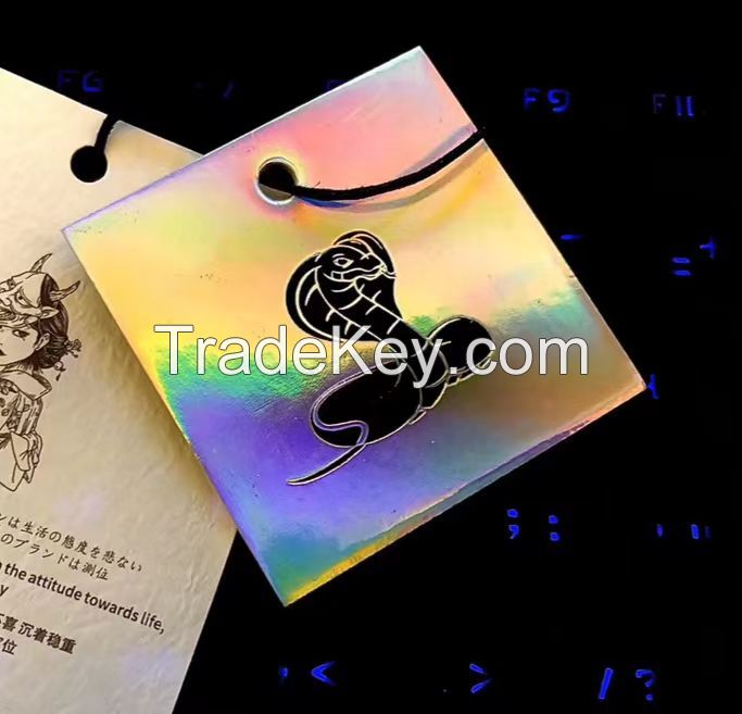 Iridescent Embossed Clothing Hang Tags, Custom Holographic Hang Tags, Price tags, Composed Tags, Decorative Hang Tags, Business hang tags