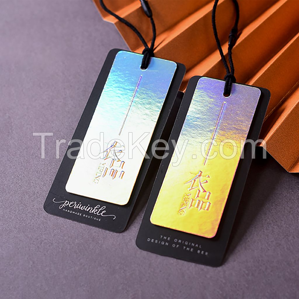 Iridescent Embossed Clothing Hang Tags, Custom Holographic Hang Tags, Price Tags, Composed Tags, Decorative Hang Tags, Business Hang Tags