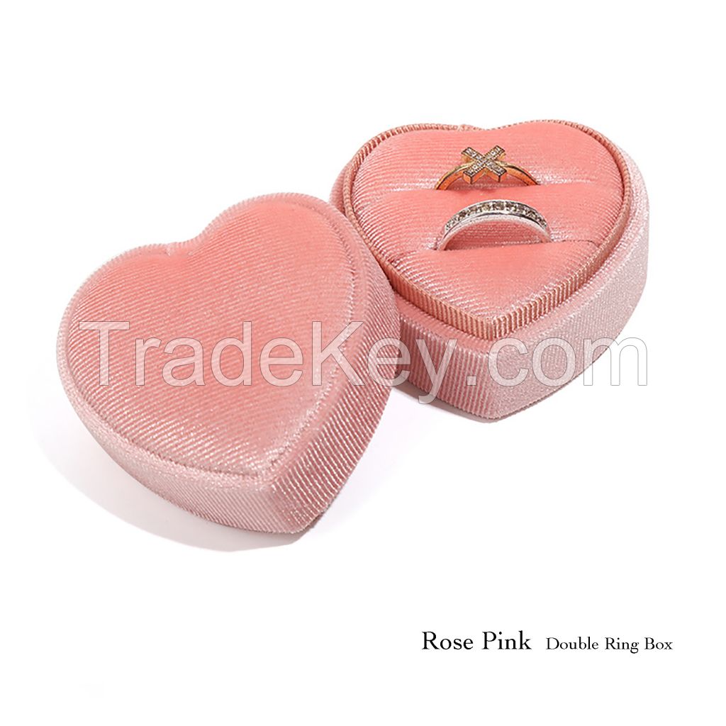 Heart shape Ring Box, Single/Double Slot Ring Box, Velvet Wedding Ring Box, Proposal Ring Box, Engagement Ring Bearer