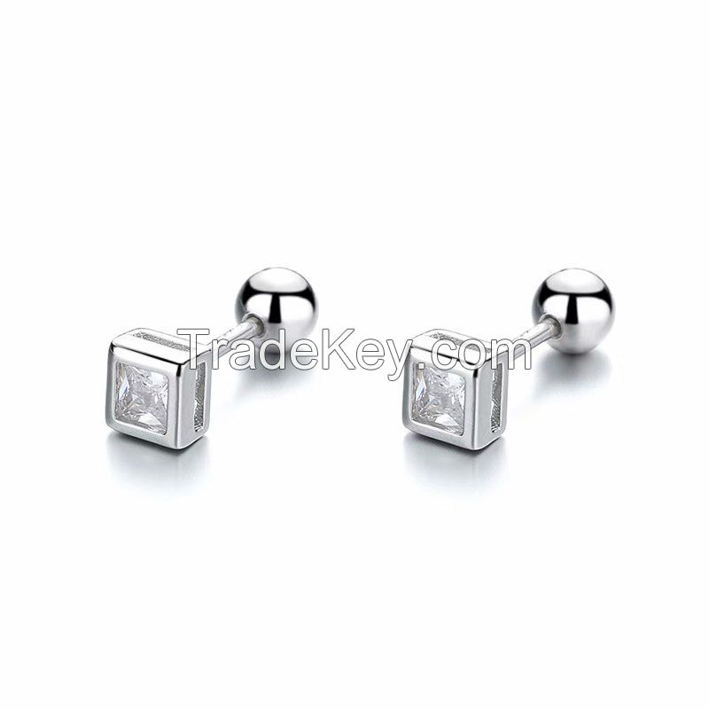 diamond shape cz earrings