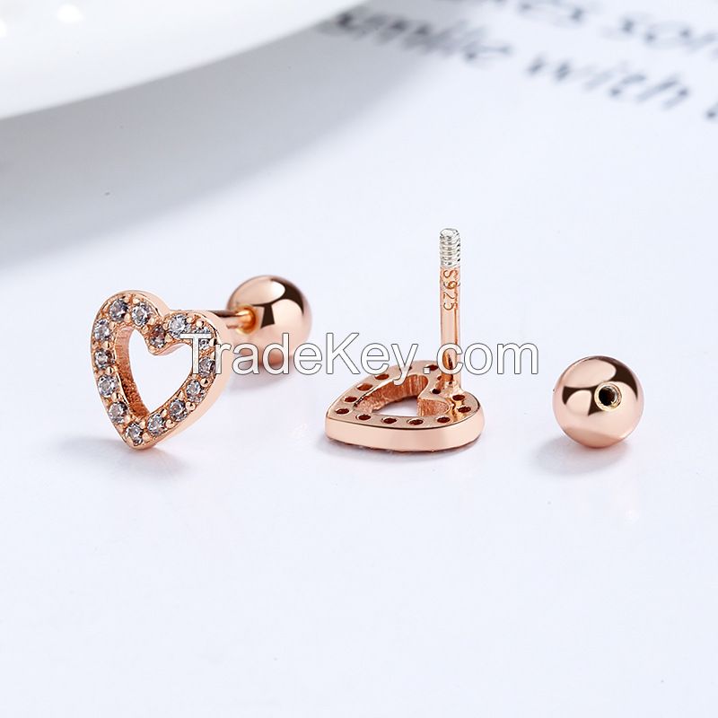 rose gold heart earrings