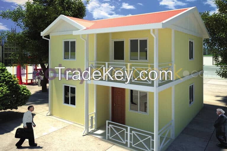 Prefabricated House, 120 M2 Two-Storey Prefab House, Turkey Prefab Houses