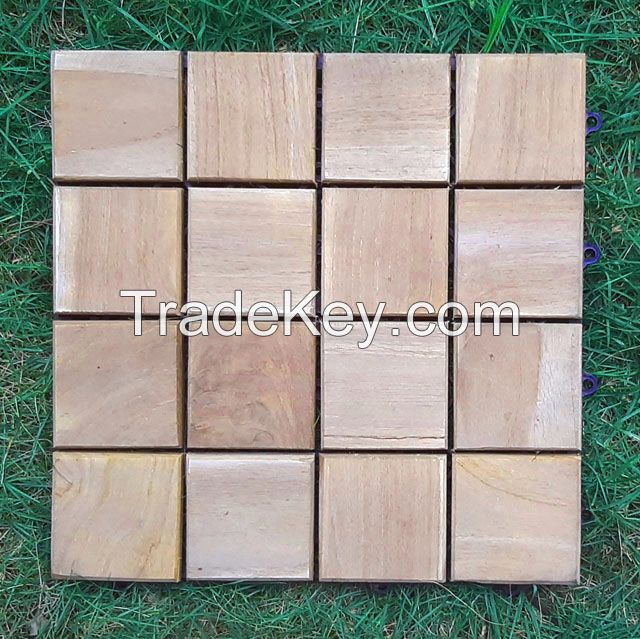 Interlocking Decking Board Premium Teak Hardwood Deck Tiles Garden Outdoor