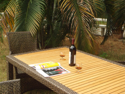 alum wicker teak  table